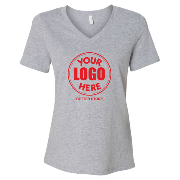 Ladies Cotton Blend Short Sleeve V-Neck Shirt Thumbnail